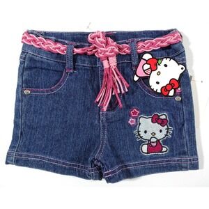Hello Kitty Jeans Shorts Girls 5 Cotton Polyester Spandex Ajustable Waistband